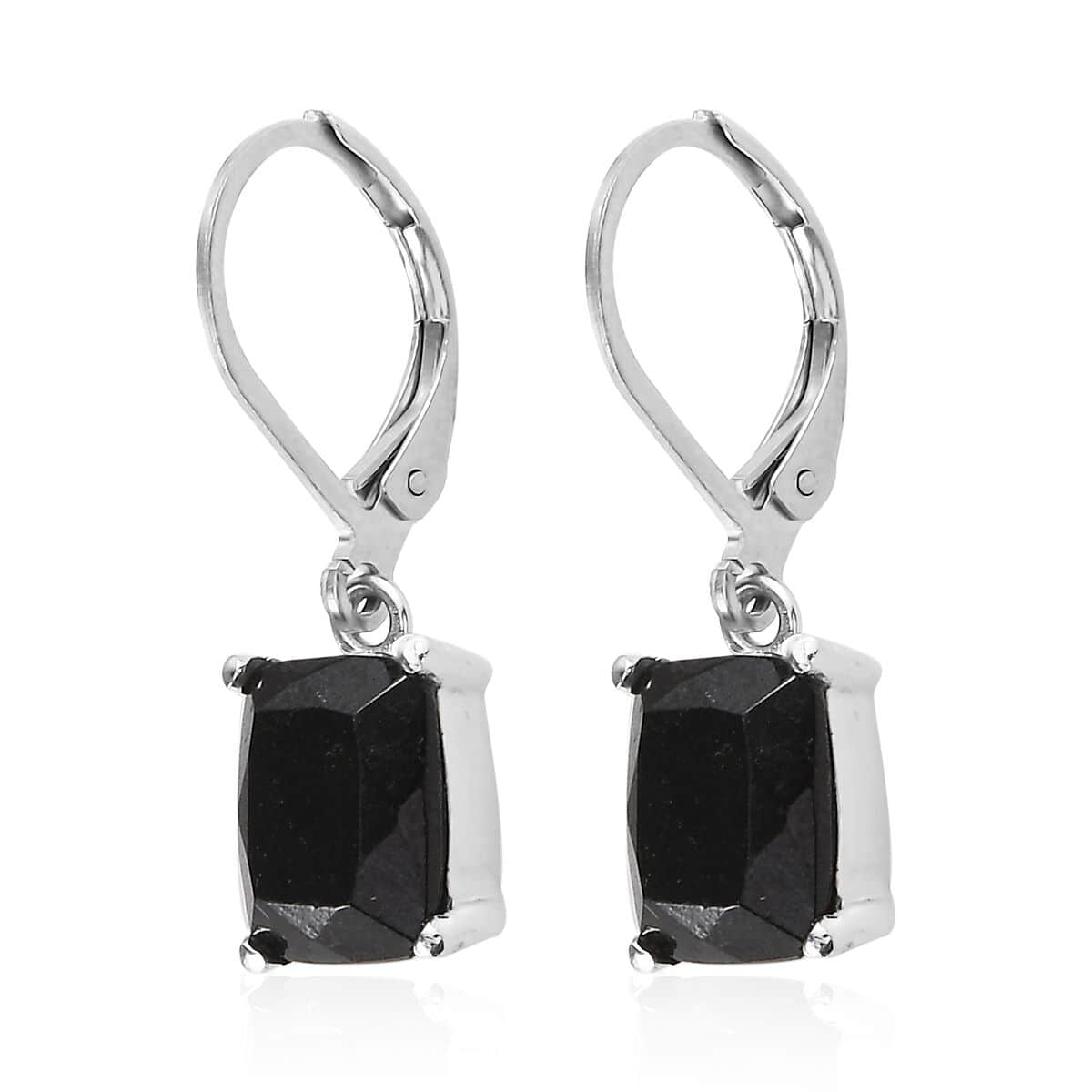 Australian Black Tourmaline Lever Back Earrings in Stainless Steel 4.75 ctw , Tarnish-Free, Waterproof, Sweat Proof Jewelry image number 3