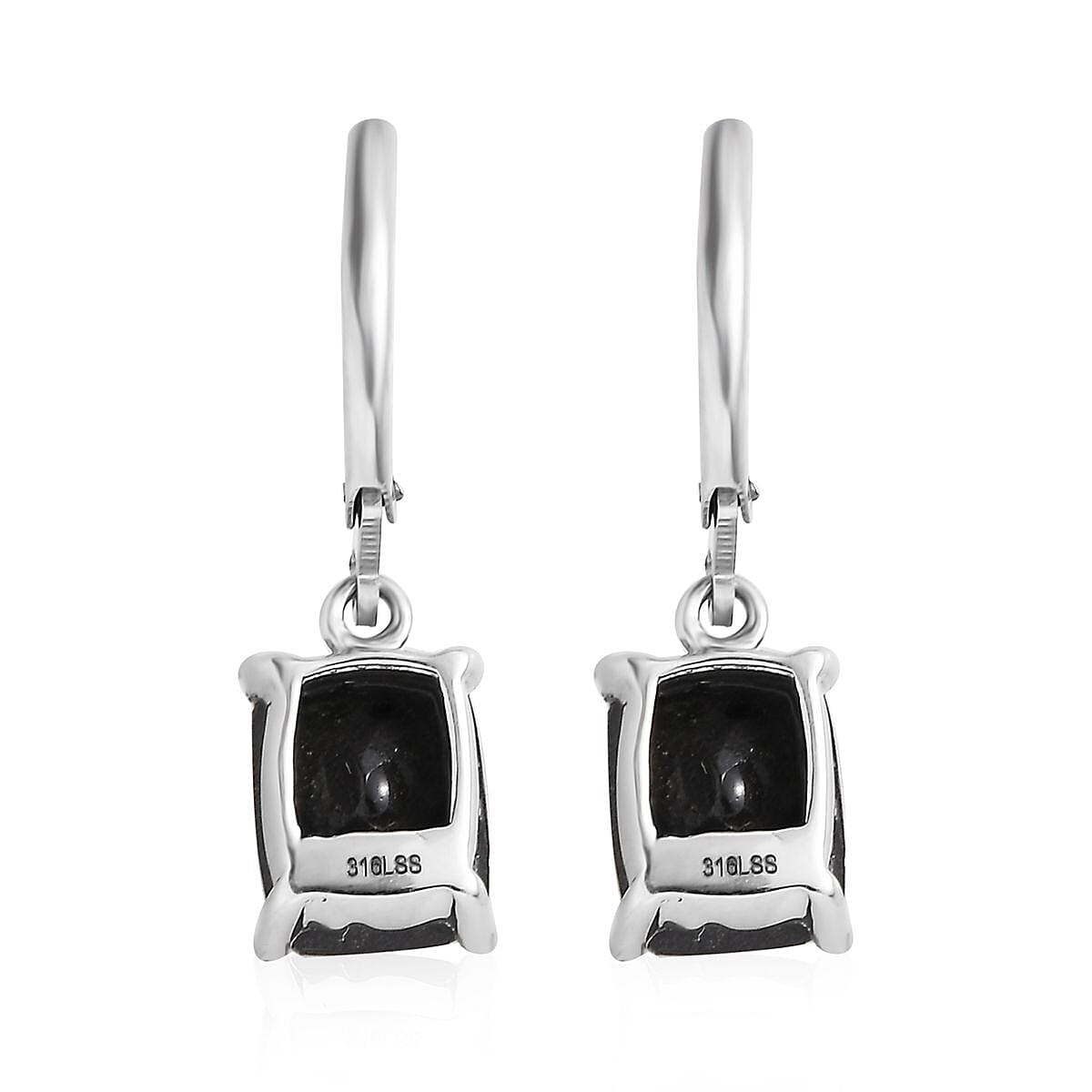 Australian Black Tourmaline Lever Back Earrings in Stainless Steel 4.75 ctw , Tarnish-Free, Waterproof, Sweat Proof Jewelry