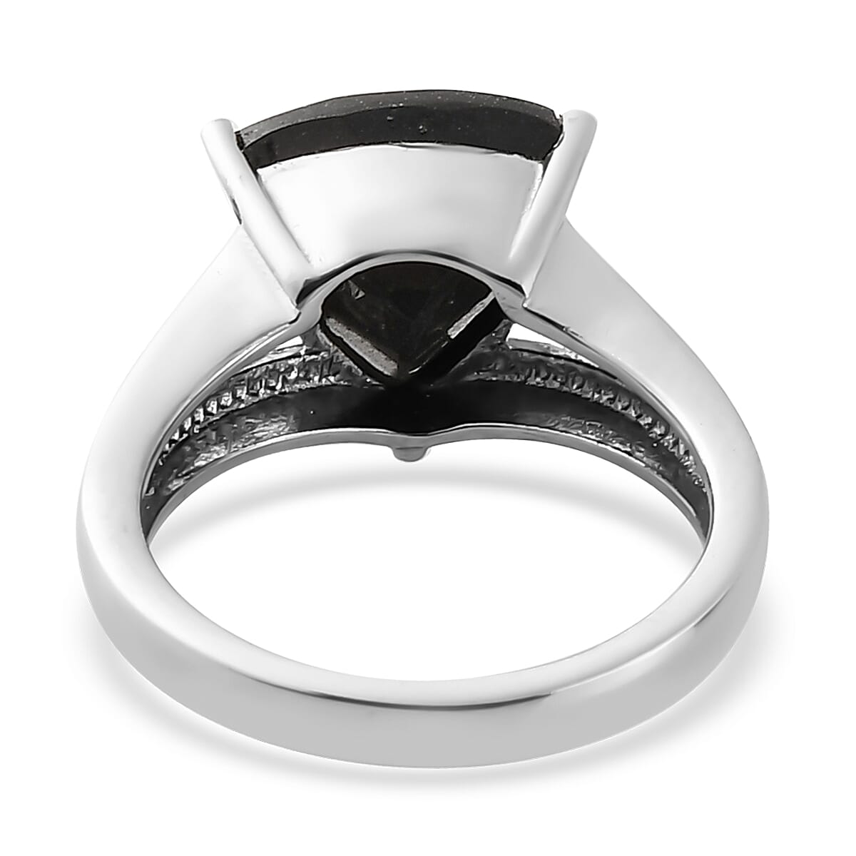 Australian Black Tourmaline Solitaire Ring in Stainless Steel (Size 10.0) 3.50 ctw