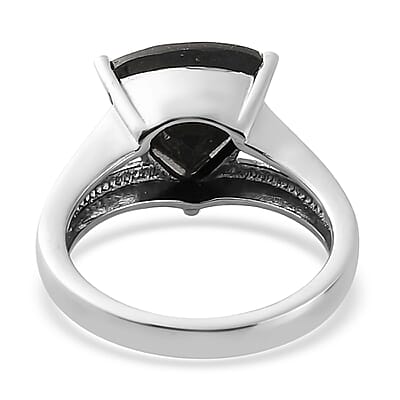 Australian Black Tourmaline Solitaire Ring in Stainless Steel (Size 10.0) 3.50 ctw