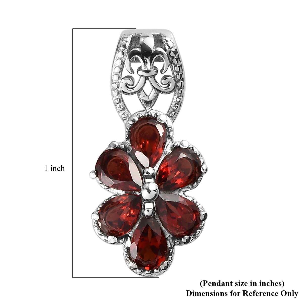 Mozambique Garnet Floral Pendant in Stainless Steel 2.90 ctw image number 5