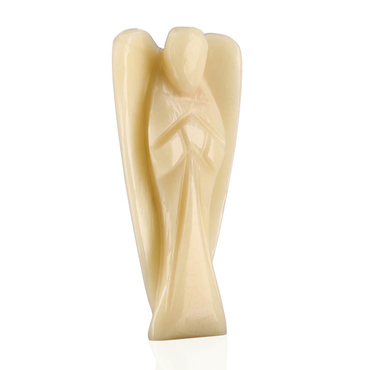 Hand Carved Ivory Quartz Gemstone Angel - Ivory image number 2