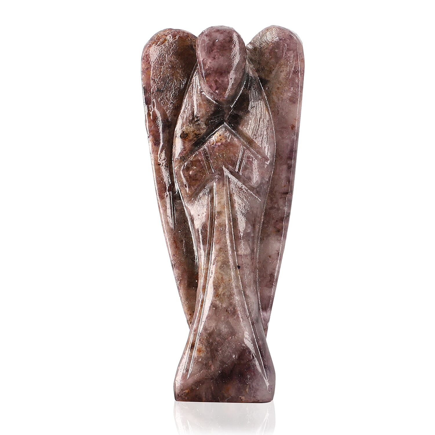 Hand Carved Amethyst Gemstone Angel - Purple