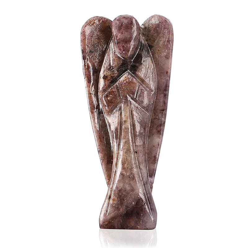Hand Carved Amethyst Gemstone Angel - Purple