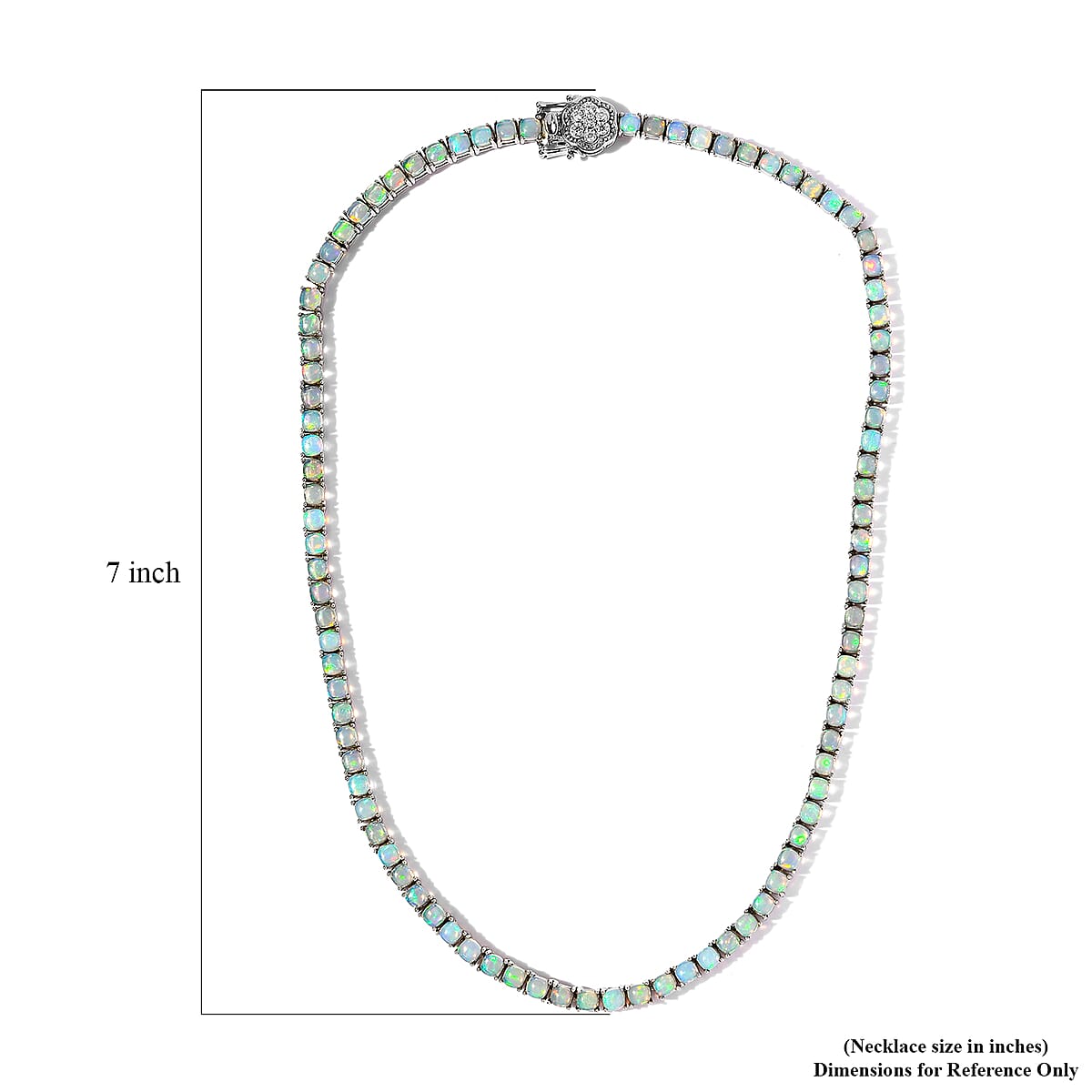 Ethiopian Welo Opal and Moissanite Tennis Necklace 18 Inches in Platinum Over Sterling Silver 24.20 ctw image number 5