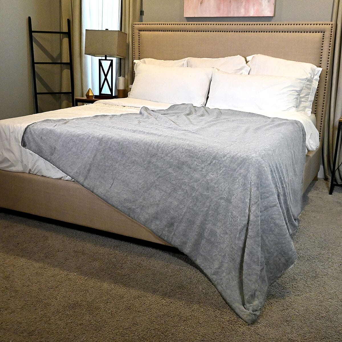 Homesmart Shadow Gray Stock Solid Double Layers Rabbit Hair Throw image number 1