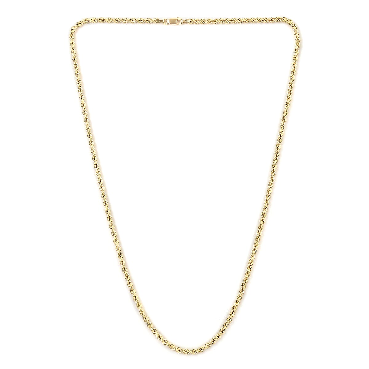 14K Yellow Gold 1.1mm Rope Chain Necklace 20 Inches 3.2 Grams image number 3