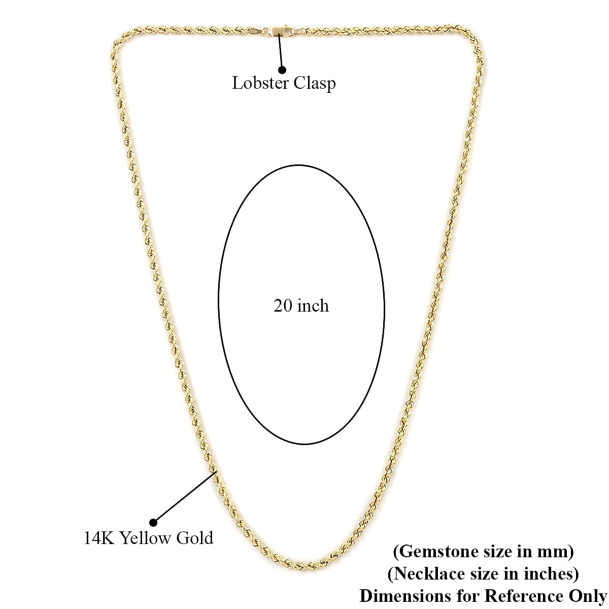 14K Yellow Gold 1.1mm Rope Chain Necklace 20 Inches 3.2 Grams image number 4