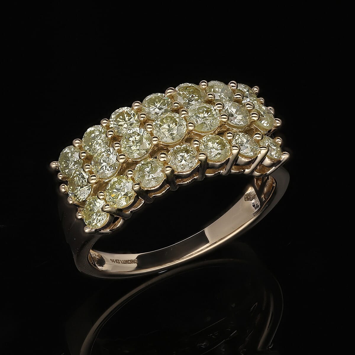 SGL Certified Luxoro 14K Yellow Gold Natural Yellow Diamond I2-I3 Ring (Size 9.0) 4.70 Grams 2.00 ctw image number 1