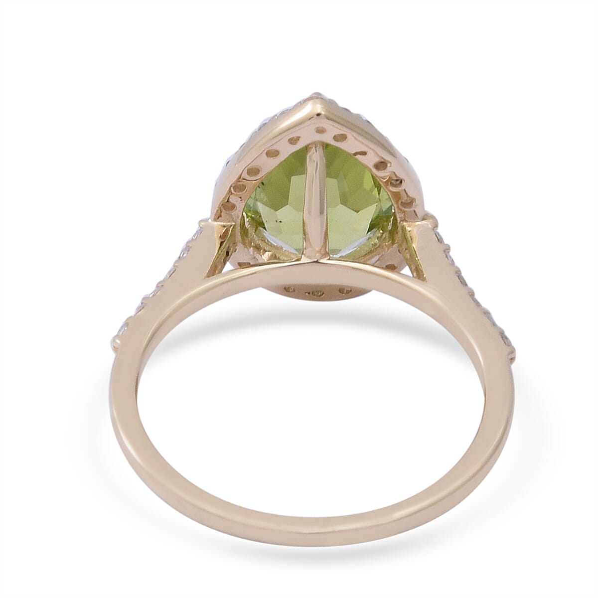 Luxoro 10K Yellow Gold Premium Peridot and White Zircon Heart Ring (Size 8.0) 3.40 ctw image number 3