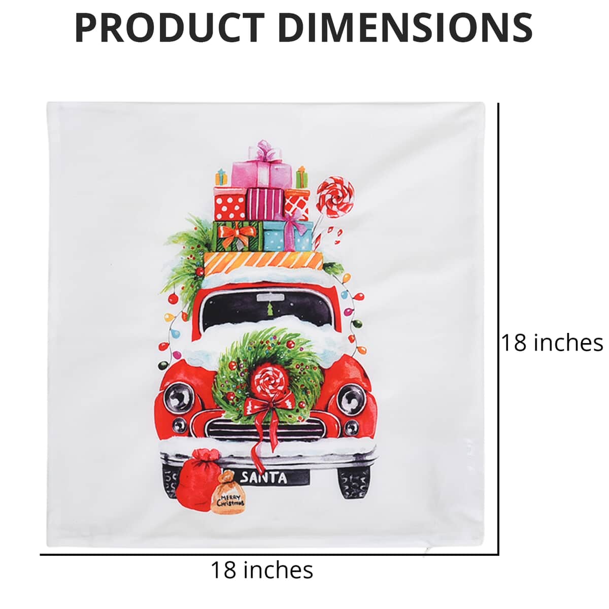 HOMESMART Set of 2 White Car with Gifts & Lights Pattern LED Cushion Cover (18"x18") (AA 3V Battery Not Included) image number 3