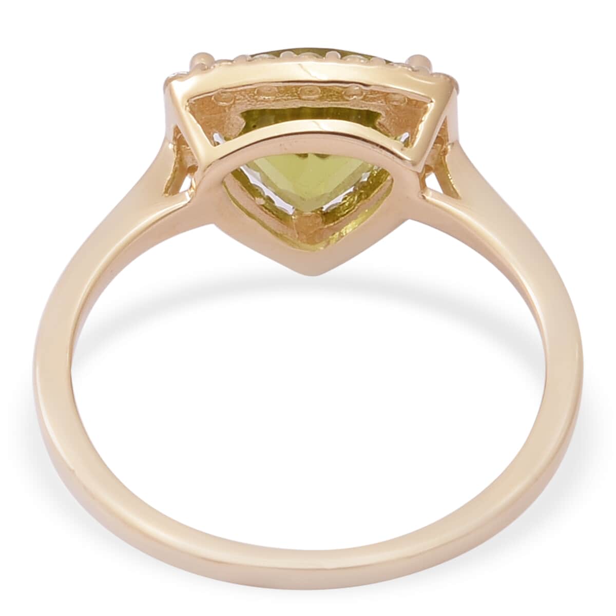 LUXORO Premium Peridot and White Zircon Halo Ring in 10K Yellow Gold (Size 9.0) 2.30 ctw image number 3