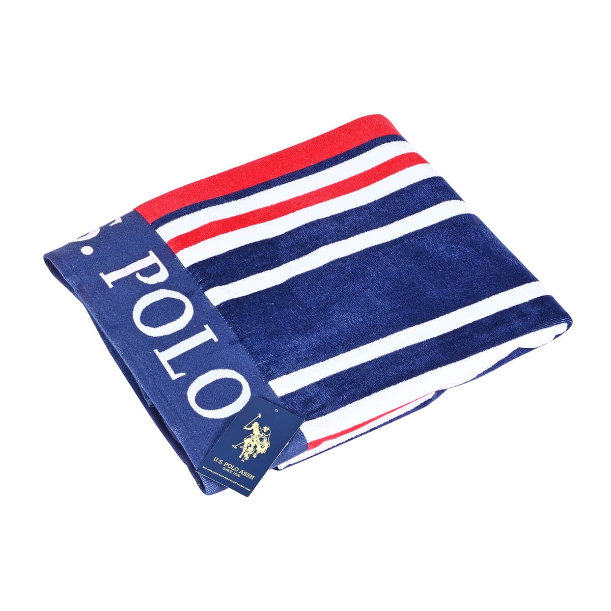 U.S. Polo Assn. Oversized Striped Nautical Design Beach Towel (40â€&#x9d;x70â€&#x9d;) image number 1