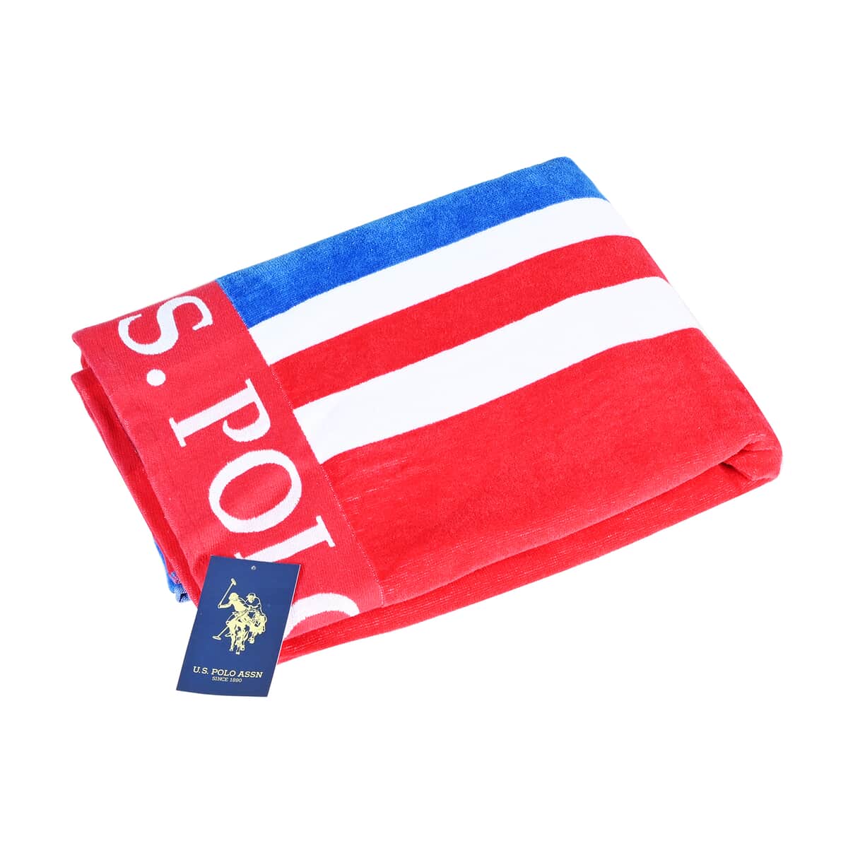 U.S. Polo Assn. Oversized Striped Nautical Design Beach Towel- Multi Color  image number 1