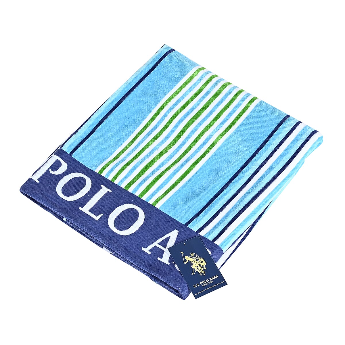 U.S. Polo Assn. Oversized Striped Nautical Design Beach Towel - Multi Color  image number 1