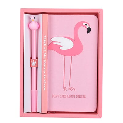 Pink Flamingo Pattern Journal with Stencil Set