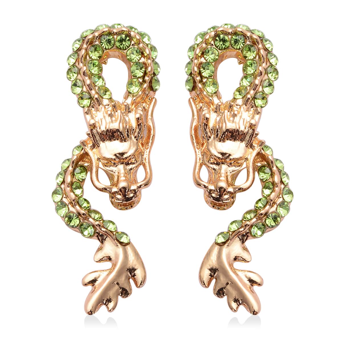 Green Austrian Crystal Dragon Earrings in Dualtone image number 0