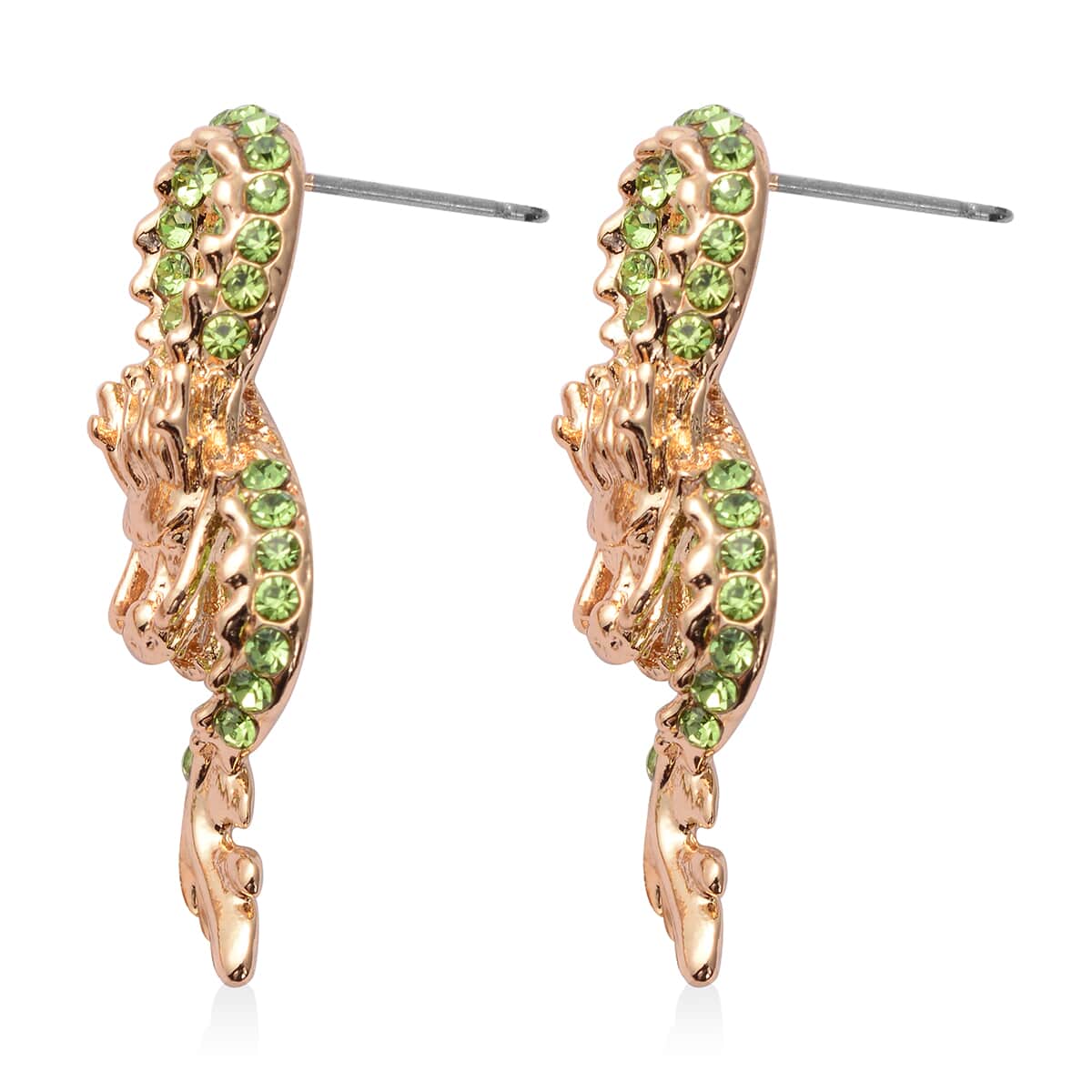 Green Austrian Crystal Dragon Earrings in Dualtone image number 3