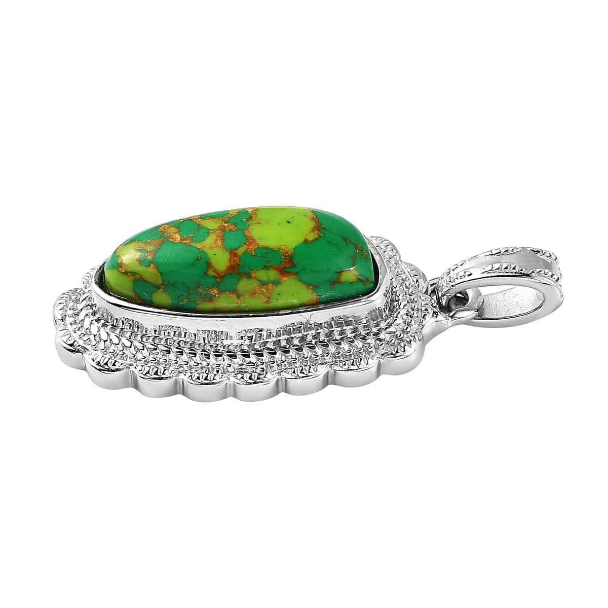 Mojave Green Turquoise Fancy Pendant in Platinum Over Copper with Magnet 6.35 ctw image number 3