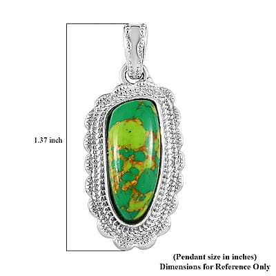 Mojave Green Turquoise Fancy Pendant in Platinum Over Copper with Magnet 6.35 ctw