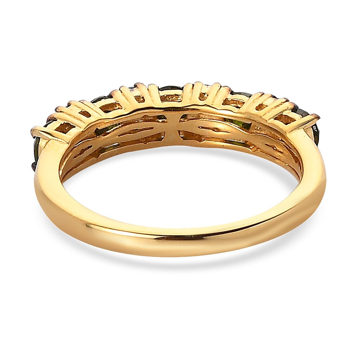 Green Diamond Half Eternity Band Ring in Vermeil Yellow Gold Sterling Silver (Size 10.0) 1.00 ctw