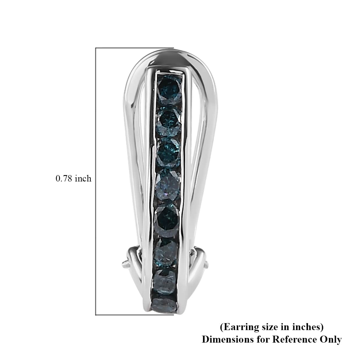 Blue Diamond Omega Clip Earrings in Platinum Over Sterling Silver 1.00 ctw image number 4