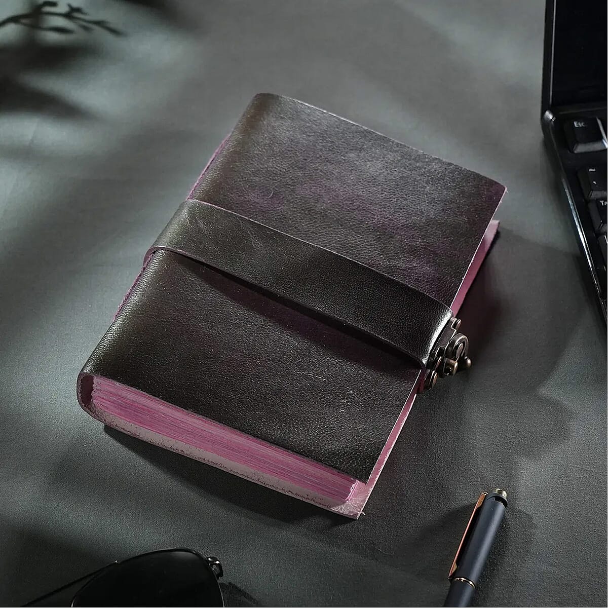 "100% genuine Leather journal with hand dyed brown colored Handmade paper Size:7x5"" ,   Color: Tan" image number 1