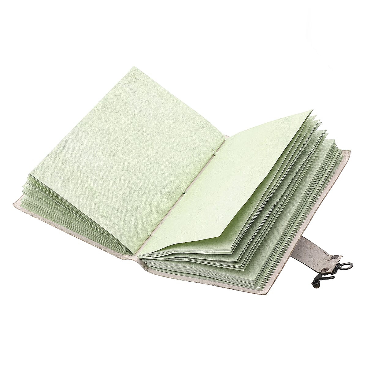 Handcrafted Black Genuine Leather Journal With Hand Dyed & Handmade Papers image number 3