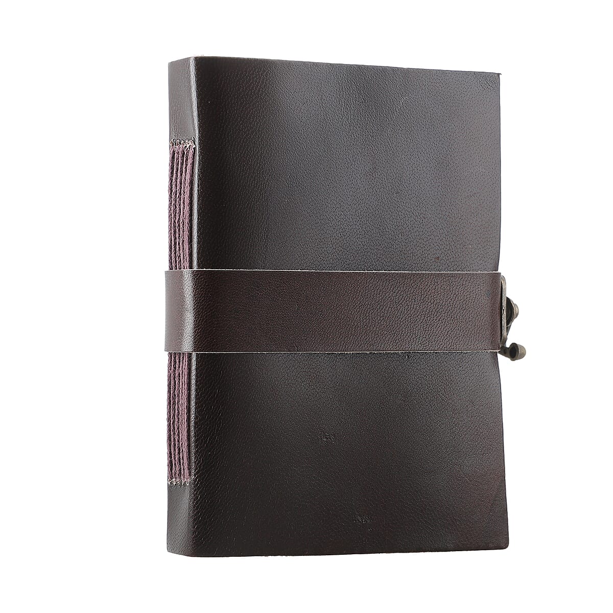 Handcrafted Black Genuine Leather Journal With Hand Dyed & Handmade Papers image number 4
