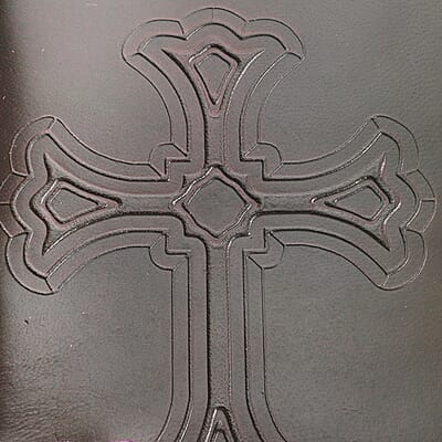 Handcrafted Burgundy Cross Embossed 100% Genuine Leather Journal With Hand Dyed & Handmade Papers