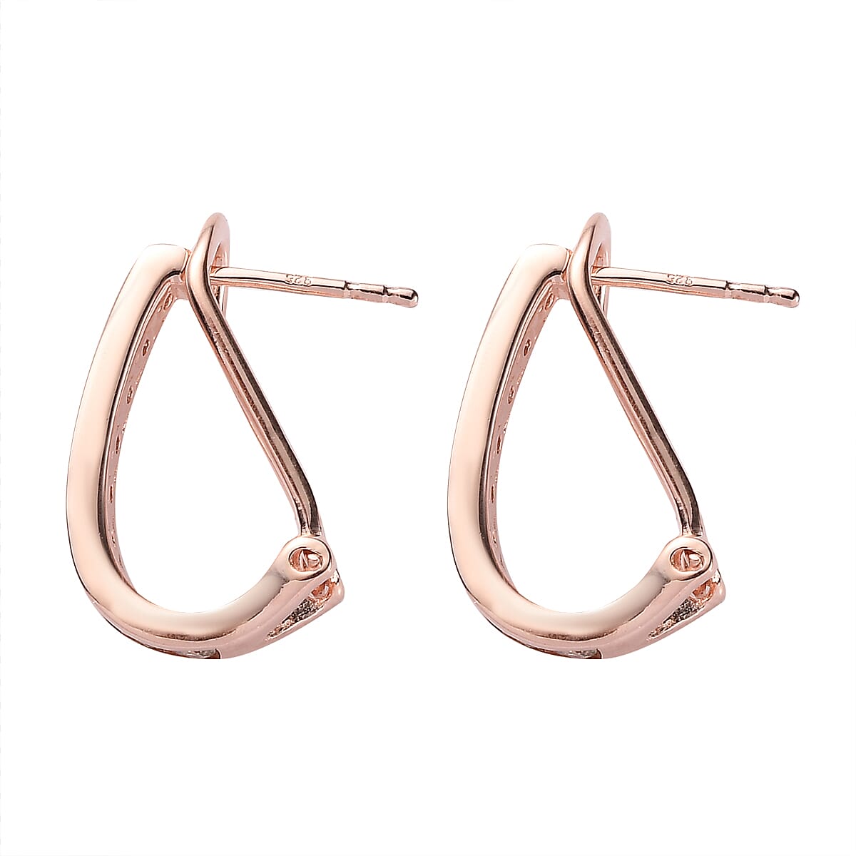 Natural Champagne Diamond Omega Clip Earrings in Vermeil Rose Gold Over Sterling Silver 1.00 ctw image number 3