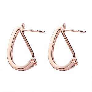Natural Champagne Diamond Omega Clip Earrings in Vermeil Rose Gold Over Sterling Silver 1.00 ctw