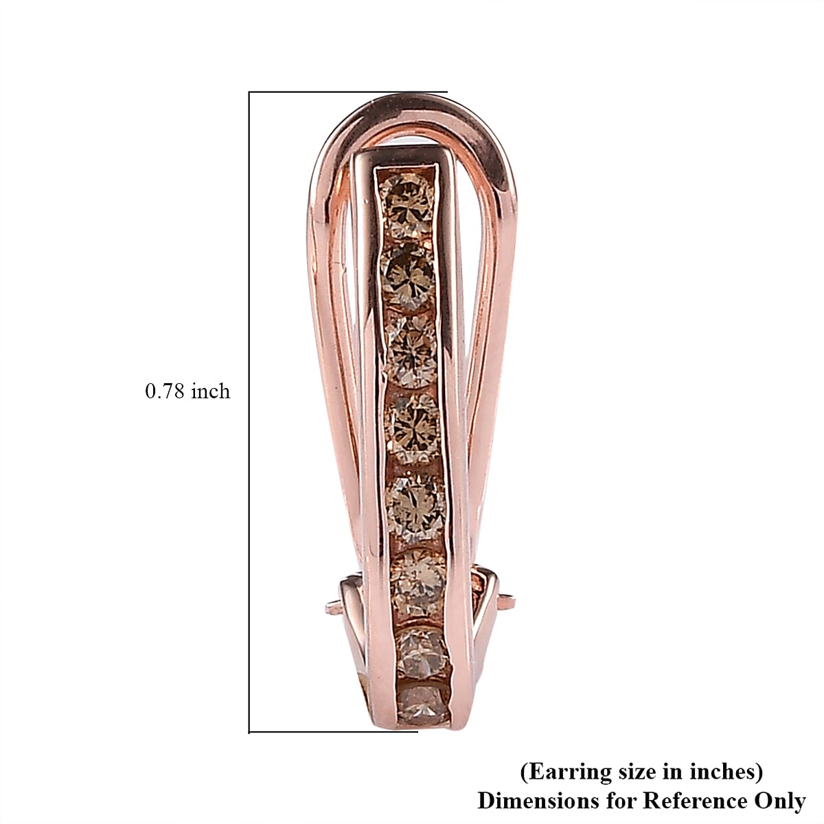 Natural Champagne Diamond Omega Clip Earrings in Vermeil Rose Gold Over Sterling Silver 1.00 ctw image number 4