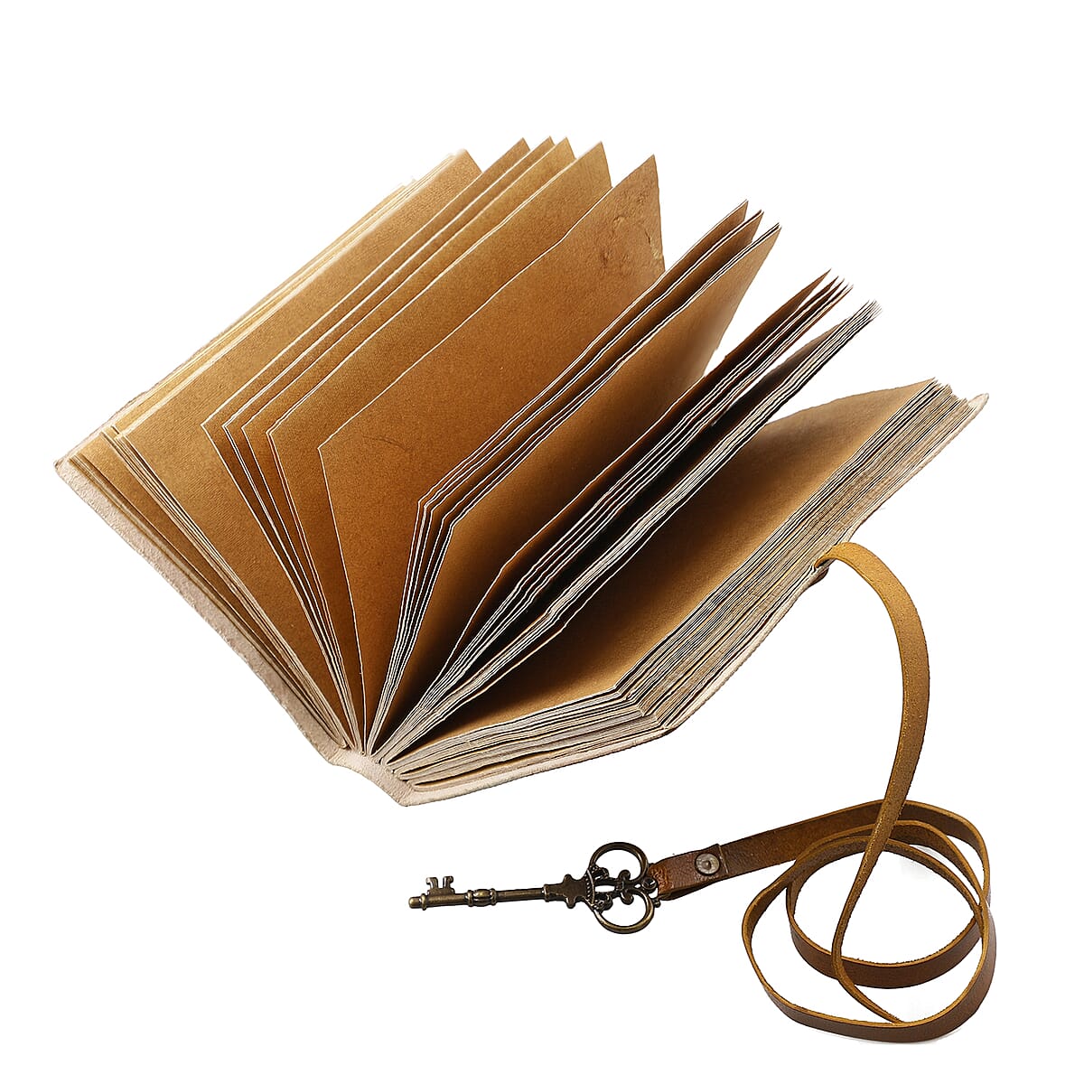 Handcrafted Brown Tree Of Life Embossed 100% Genuine Leather Journal With Hand Dyed & Handmade Papers image number 3