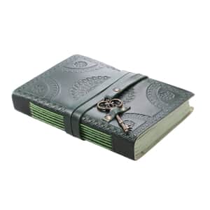 Handcrafted Green Mandala Embossed Genuine Leather Journal With Hand Dyed & Handmade Papers