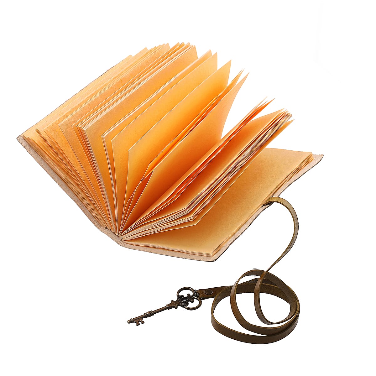 Handcrafted Tan Mandala Embossed Genuine Leather Journal With Hand Dyed & Handmade Papers image number 3