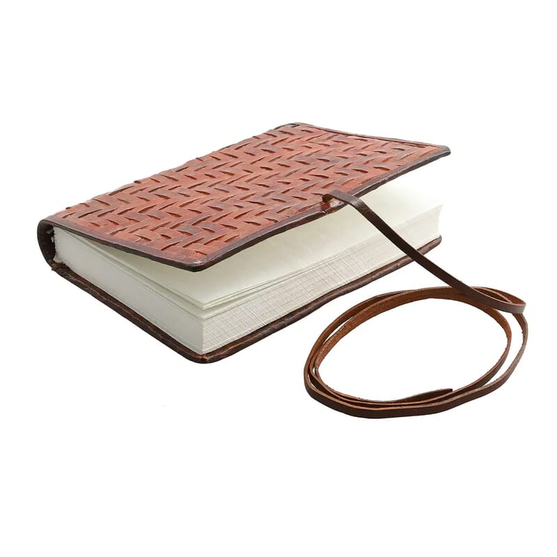 Handcrafted Brown Genuine Leather Journal With Handmade Papers