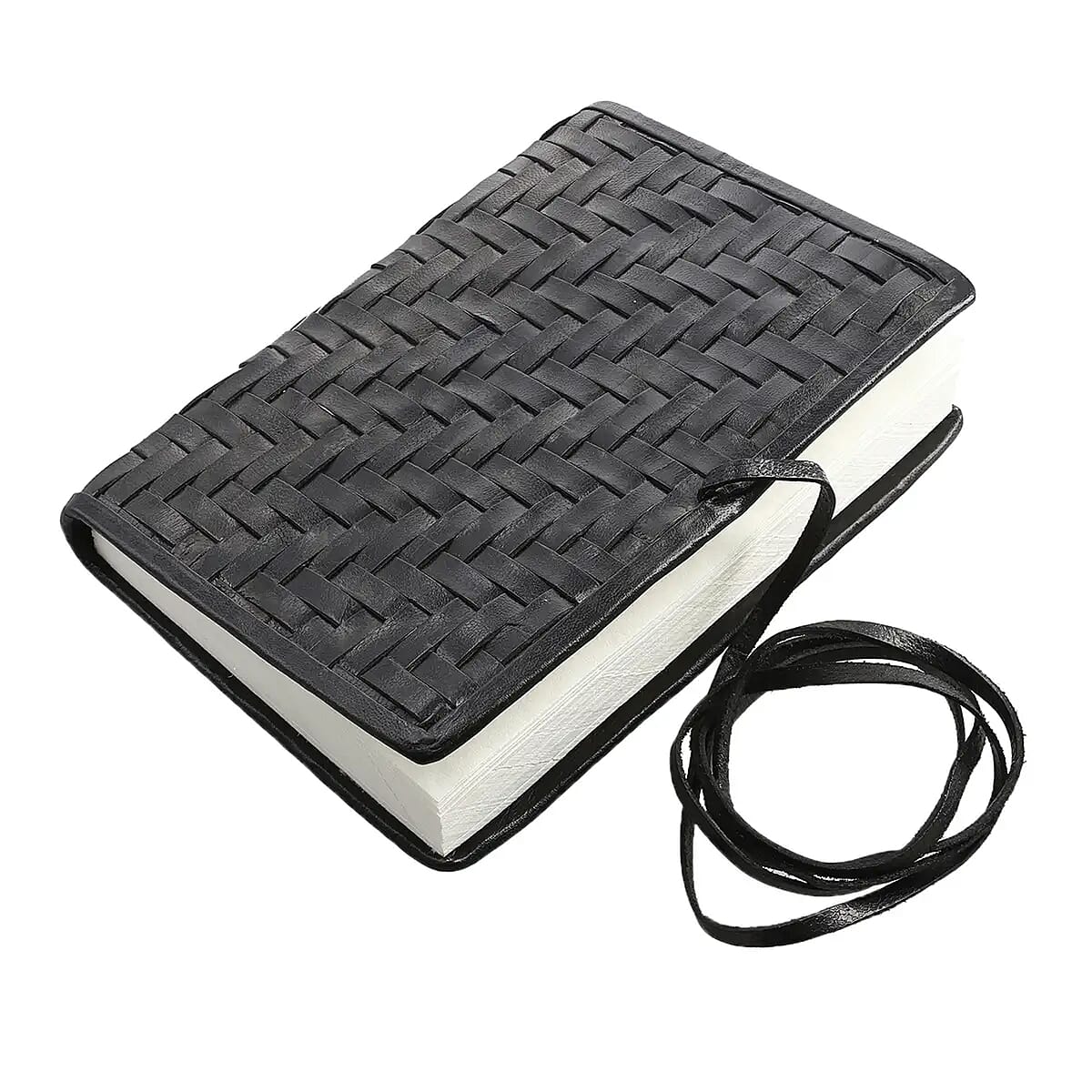 Handcrafted Black Genuine Leather Journal With Handmade Papers image number 6