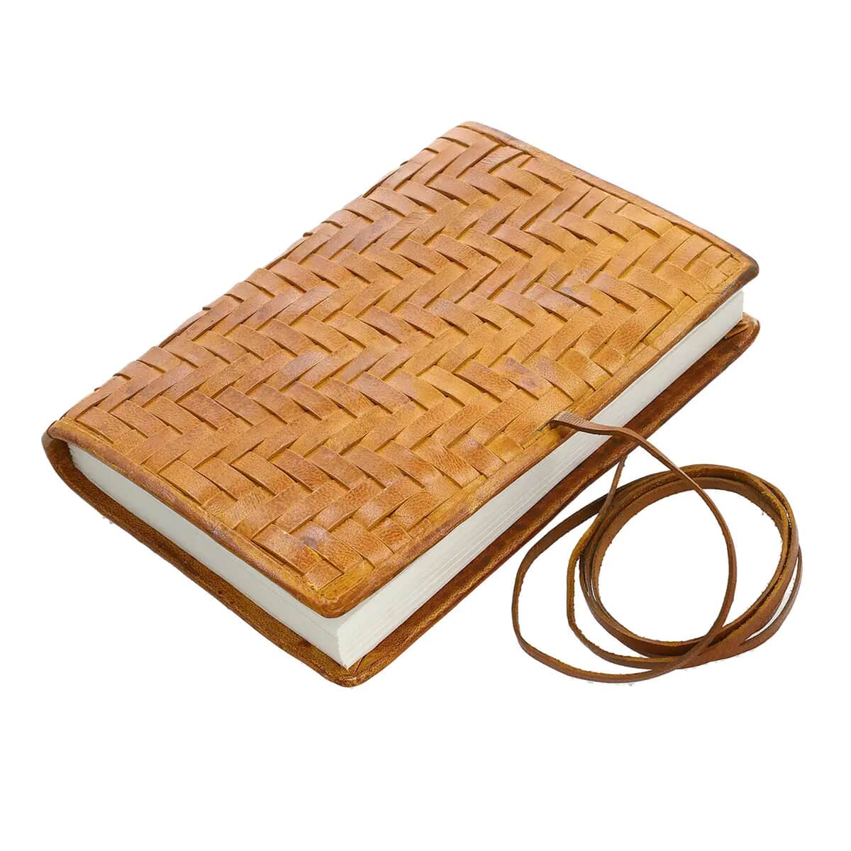 Handcrafted Tan Genuine Leather Journal With Handmade Papers image number 6