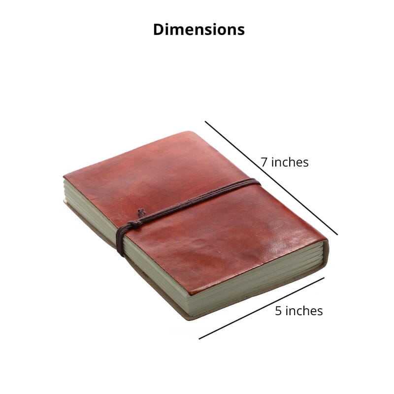 Hand Painted Brown Stitch Genuine Leather Journal With Handmade Papers