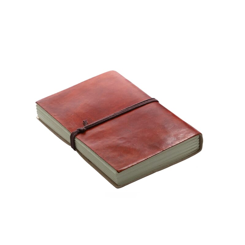 Hand Painted Brown Stitch Genuine Leather Journal With Handmade Papers