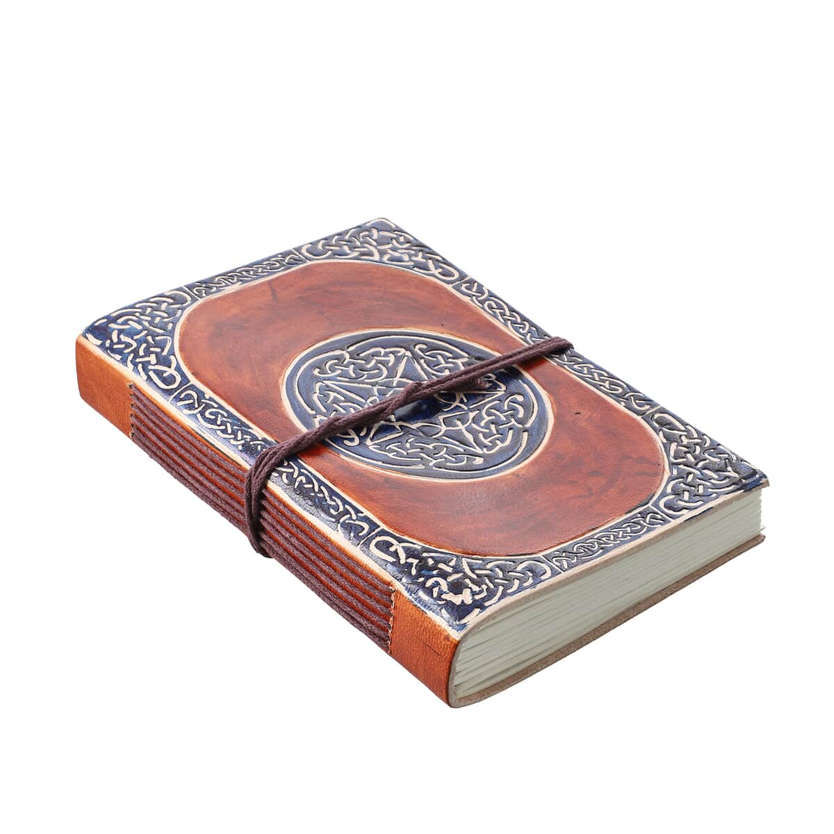 Hand Painted Brown Yog Yantra Genuine Leather Journal With Handmade Papers image number 0