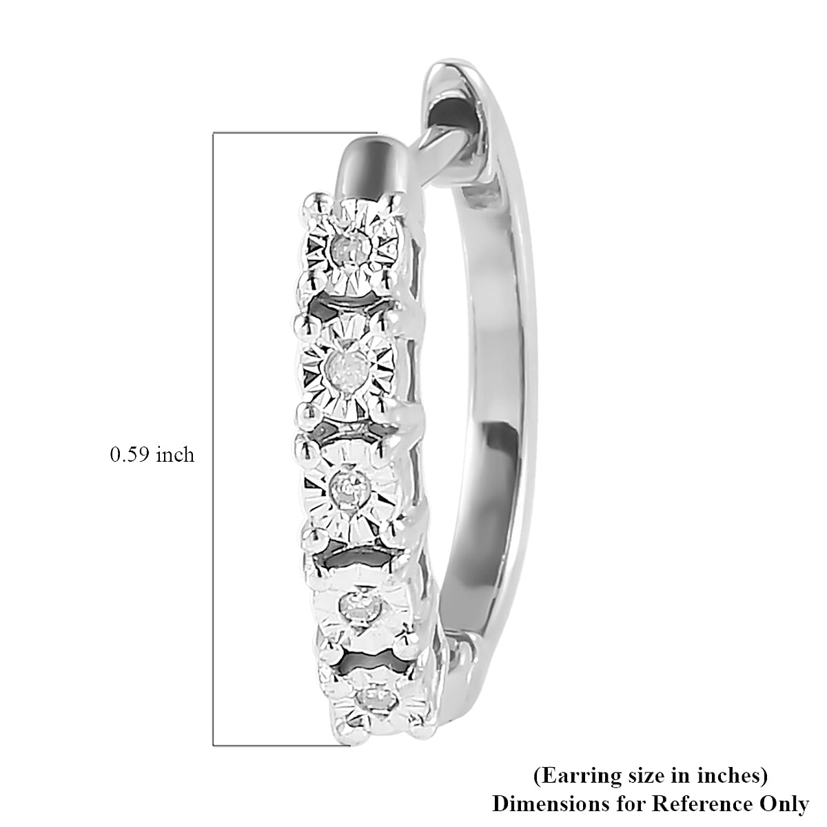 Diamond Accent Hoop Earrings in Platinum Over Sterling Silver 0.05 ctw