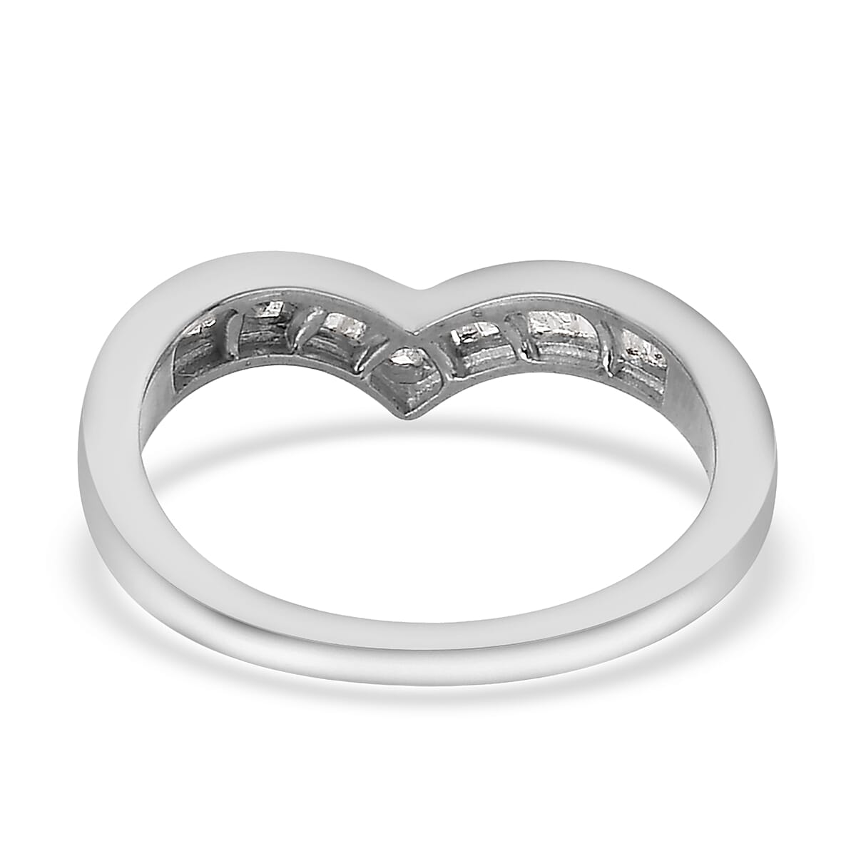 Diamond Wishbone Ring in Platinum Over Sterling Silver 0.25 ctw image number 4