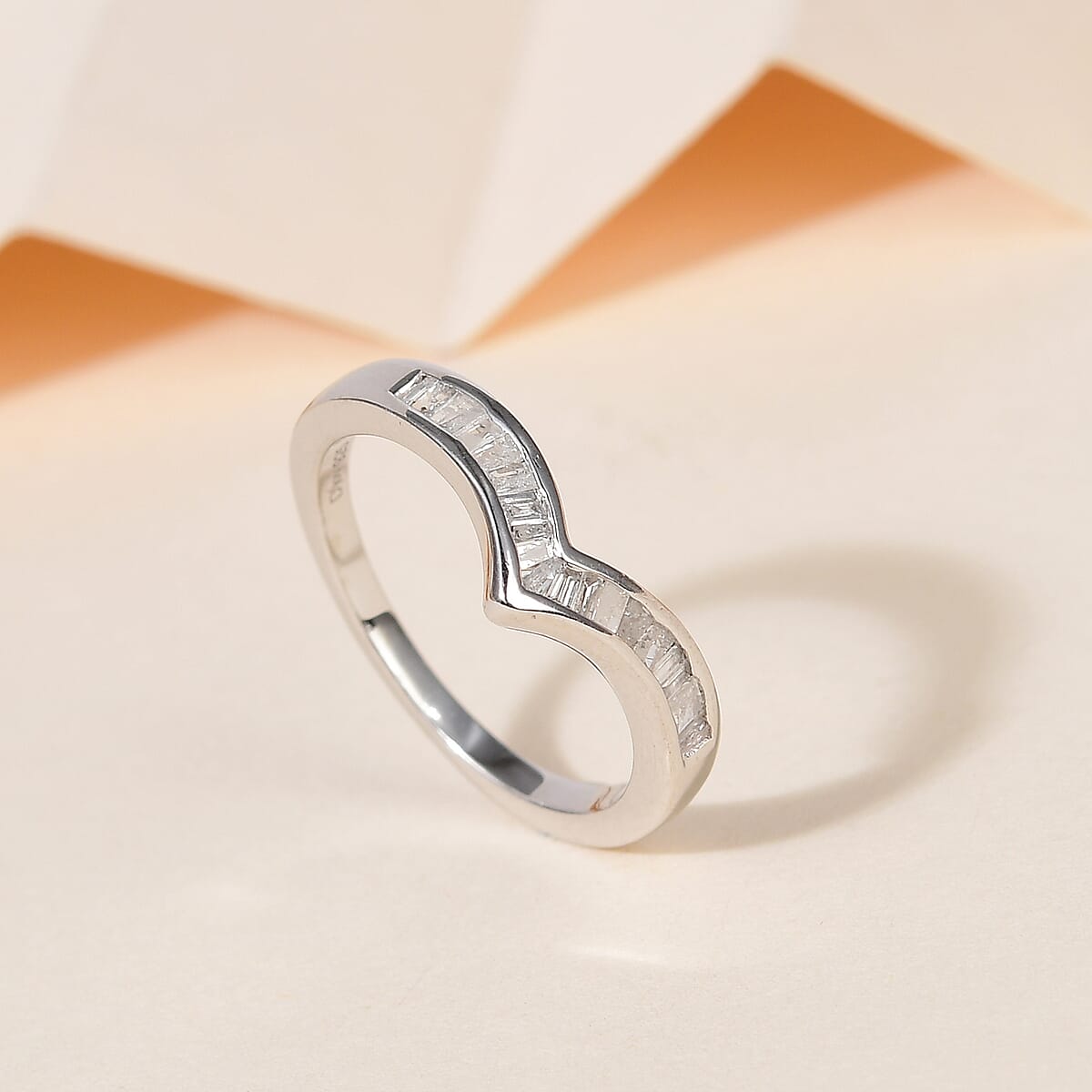 Diamond Wishbone Ring in Platinum Over Sterling Silver (Size 8.0) 0.25 ctw image number 1