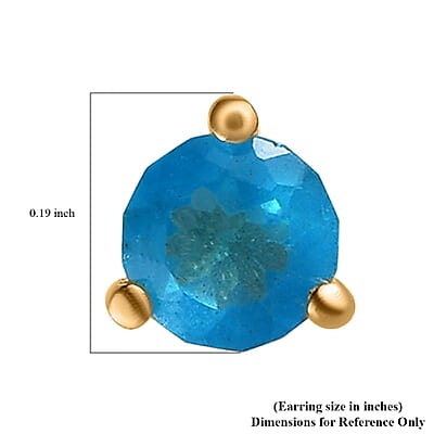 Malgache Neon Apatite Solitaire Stud Earrings in Vermeil Yellow Gold Over Sterling Silver 0.50 ctw