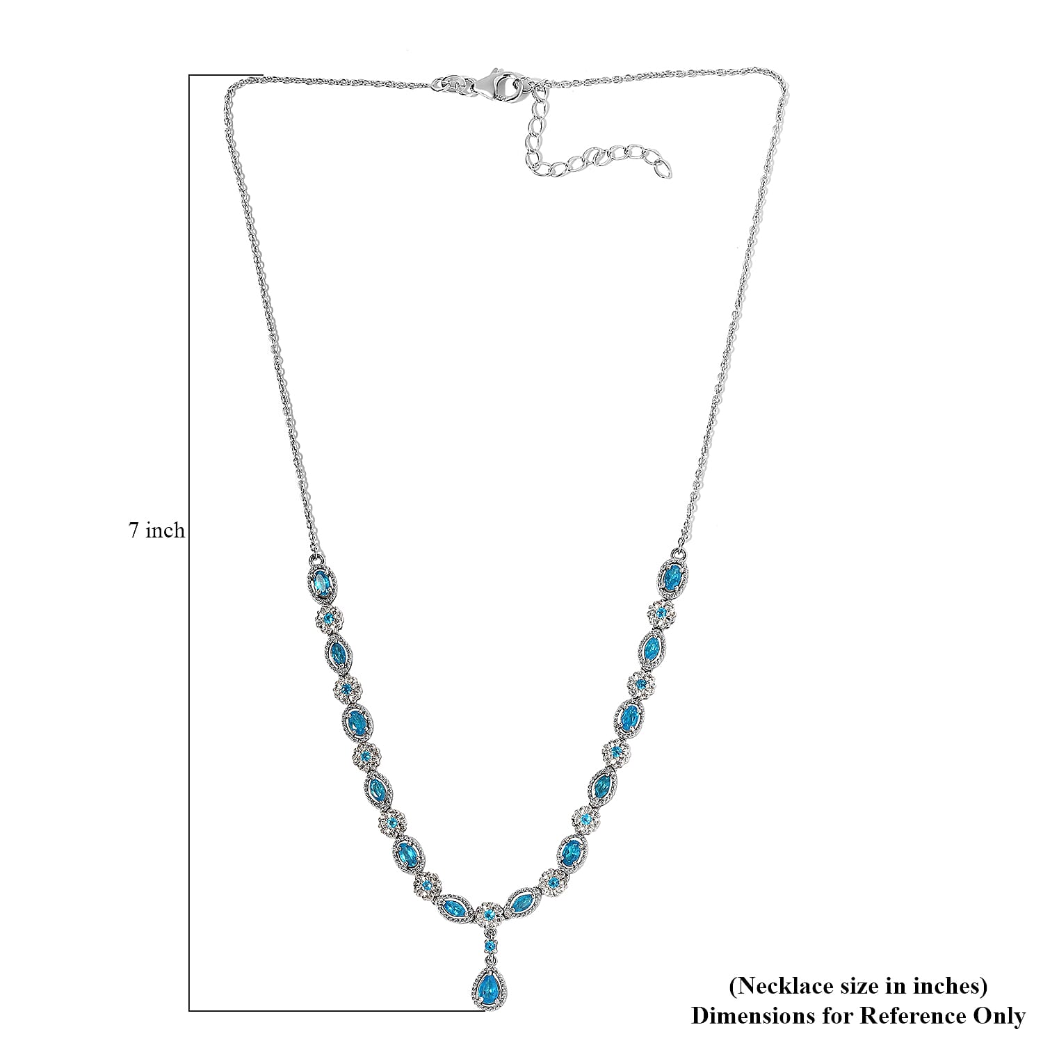 Malgache Neon Apatite and White Zircon Necklace 18 Inches in Platinum Over Sterling Silver 3.85 ctw