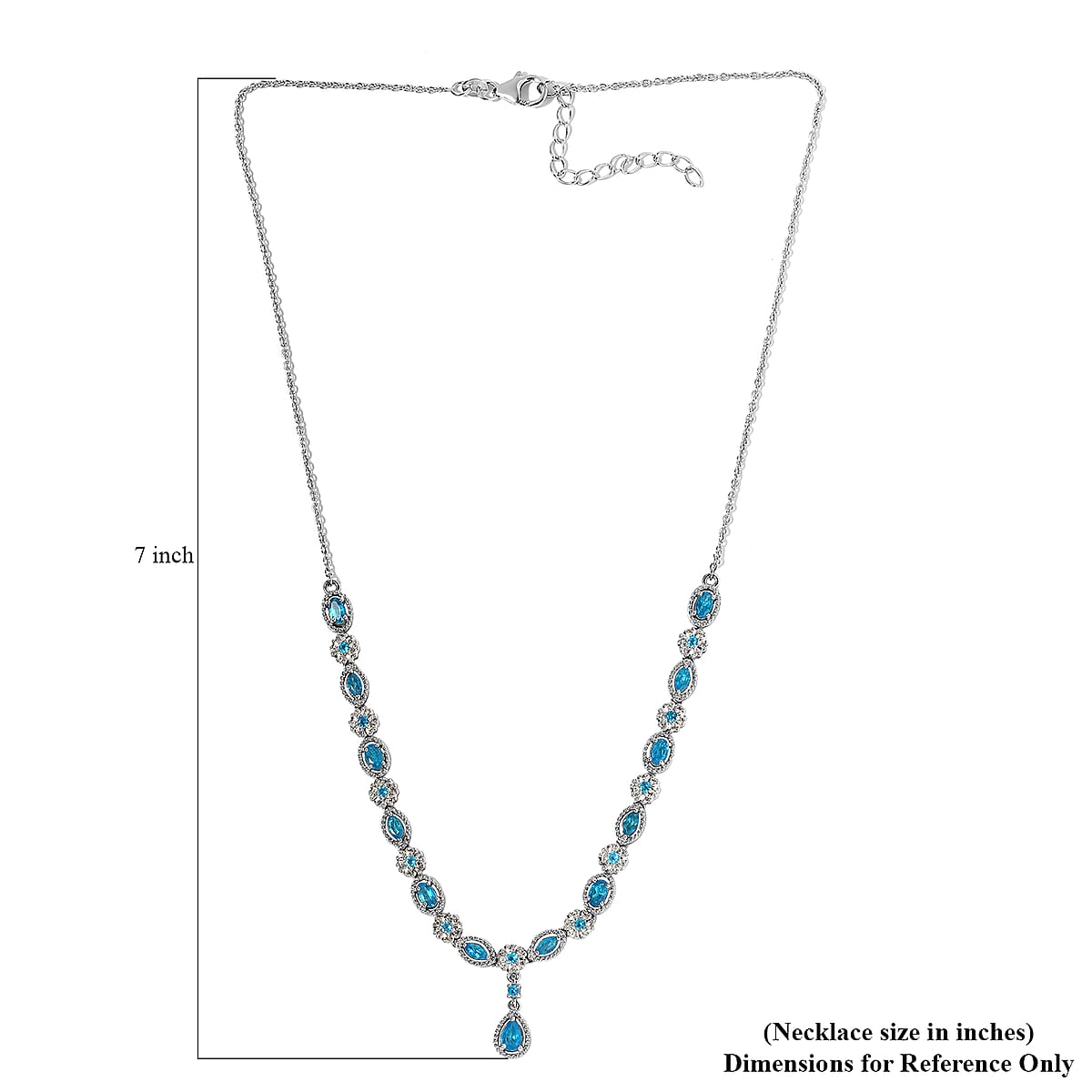 Malgache Neon Apatite and White Zircon Necklace 18 Inches in Platinum Over Sterling Silver 3.85 ctw image number 5