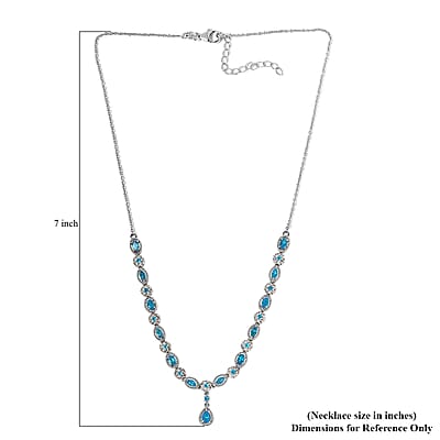 Malgache Neon Apatite and White Zircon Necklace 18 Inches in Platinum Over Sterling Silver 3.85 ctw