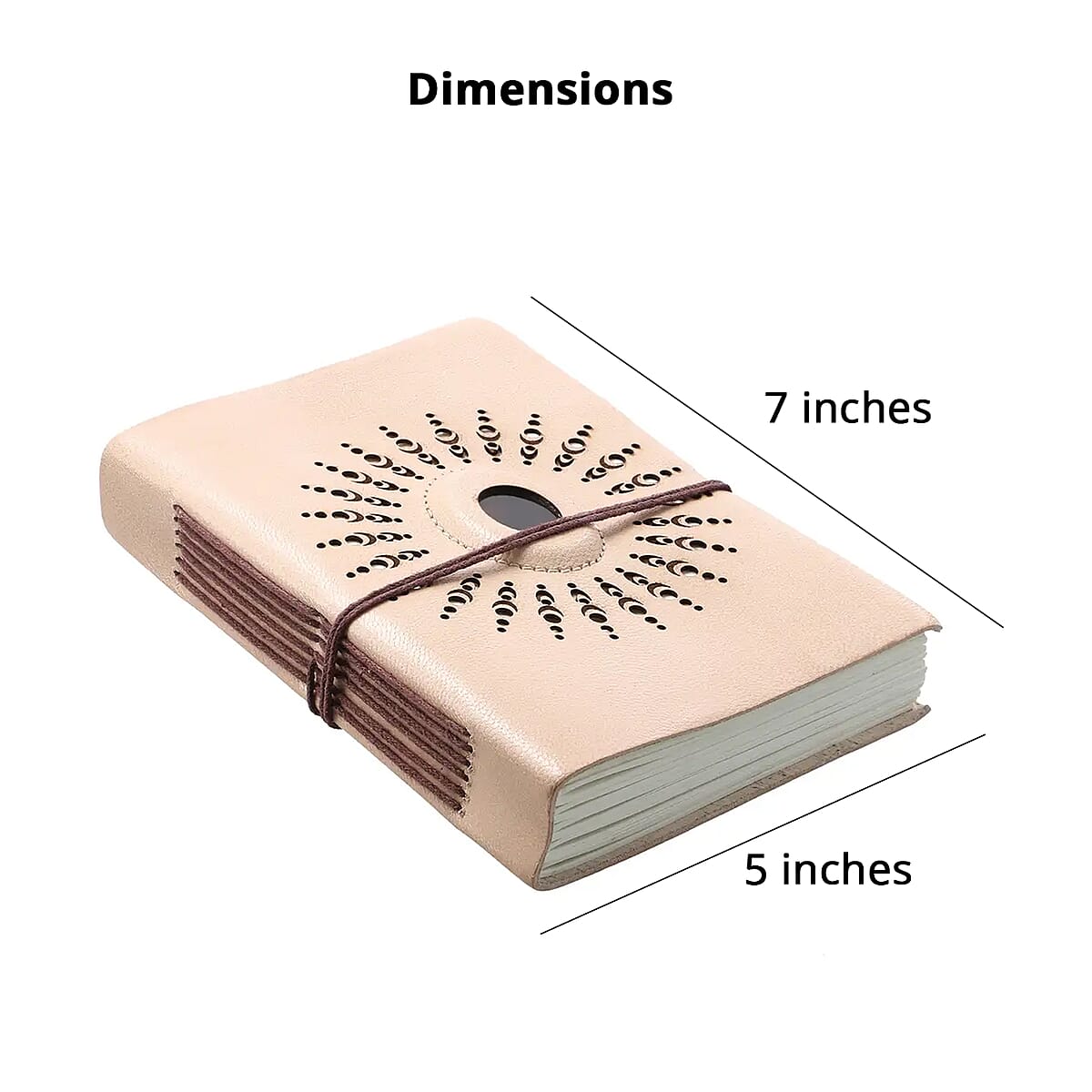 Brown Genuine Leather Journal With Jasper Gemstone image number 4